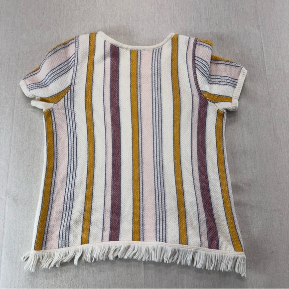 Madewell L2871 Blakley Stripe Sweater Tee Top Fringe Boho Cotton Women XS - Picture 10 of 10